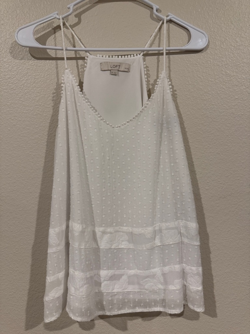 LOFT White Swiss Dot Spaghetti Strap Camisole